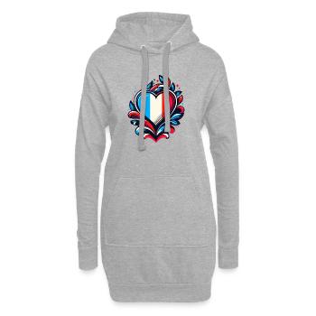 Herz Französische Flagge - Hoodie-Kleid - Grau meliert - Vorne