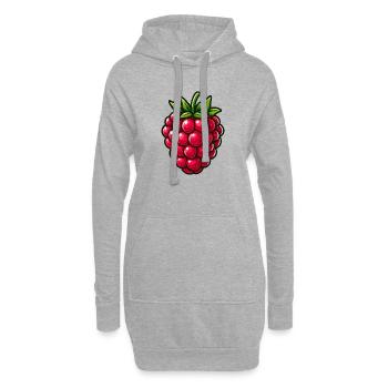 Himbeere, Obst - Hoodie-Kleid - Grau meliert - Vorne