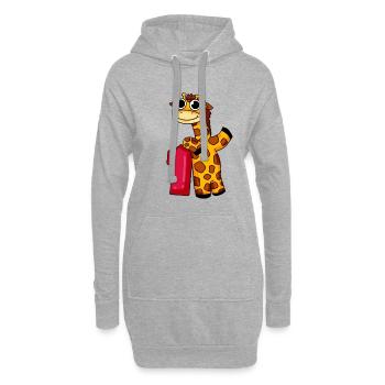 1. Geburtstag Giraffe 1.Klasse Geschenk - Hoodie-Kleid - Grau meliert - Vorne
