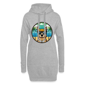 Cao De Castro Laboreiro Hunderasse Cartoon Strand - Hoodie-Kleid - Grau meliert - Vorne