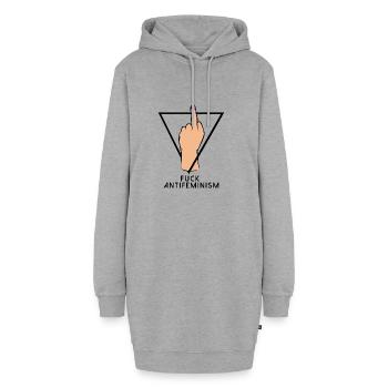 Frecher Feminist Mittelfinger - Hoodie-Kleid - Grau meliert - Vorne - AI Model Female 172 light (172cm)