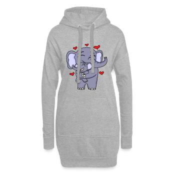 Elephant family cute - Hoodie Dress - heather grey - Front