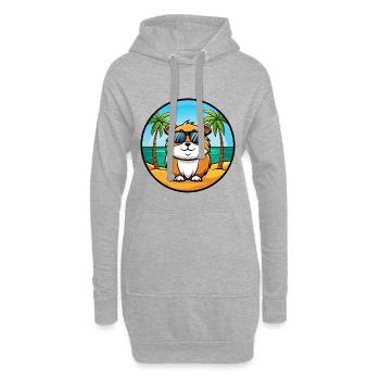 Cochon d’Inde Drôle Dessin Animé Plage Été Lunettes de soleil - Sweat-shirt à capuche long Femme - gris chiné - Devant