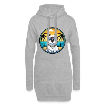 Dogue Argentino Chien Race Dessin Animé Lunettes De Soleil Plage - Sweat-shirt à capuche long Femme - gris chiné - Devant