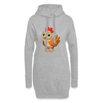 Huhn Niedliches Maskottchen Zeichentrickfigur Kawaii - Hoodie-Kleid - Grau meliert - Vorne