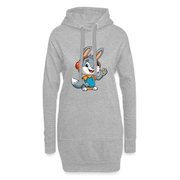 Kaninchen Lustige Cartoon Figur Kopfhörer Musik - Hoodie-Kleid - Grau meliert - Vorne