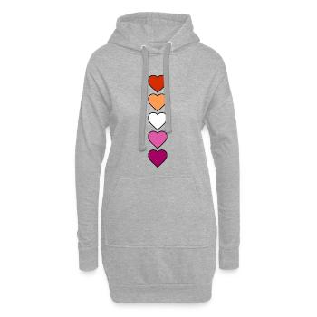 Cœurs lesbiennes lesbiennes - Sweat-shirt à capuche long Femme - gris chiné - Devant