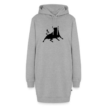 Stier - Hoodie-Kleid - Grau meliert - Vorne - AI Model Female 172 light (172cm)
