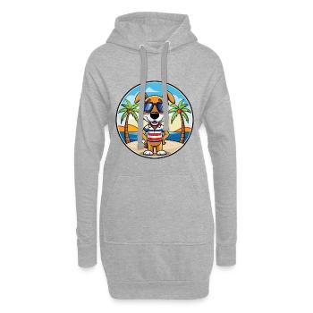Französische Tricolor Hound Rasse Cartoon Sonnenbrille - Hoodie-Kleid - Grau meliert - Vorne