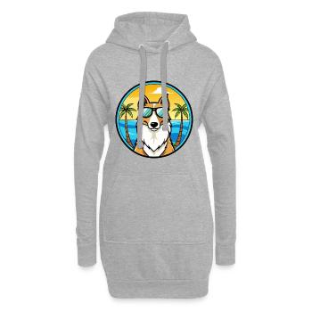 Smooth Collie Hunderasse Cartoon Sonnenbrille Strand - Hoodie-Kleid - Grau meliert - Vorne
