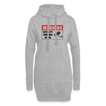 Avertissement Badge de caméra de vidéosurveillance Icône de panneau de sécurité - Sweat-shirt à capuche long Femme - gris chiné - Devant