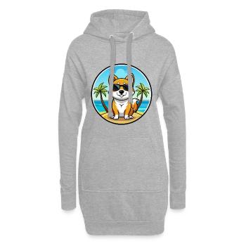 Korean Jindo Dog Breed Cartoon Sunglasses Beach - Hoodie Dress - heather grey - Front