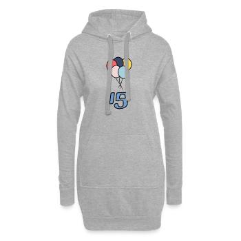15. 15 ANS. 15e ANNIVERSAIRE. ANNIVERSAIRE 15 ANS. - Sweat-shirt à capuche long Femme - gris chiné - Devant