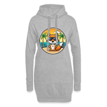 Fuchs Lustige Cartoon Sommer Strand Sonnenbrille Aufkleber - Hoodie-Kleid - Grau meliert - Vorne