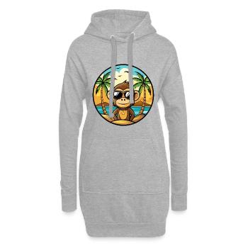 Singe Drôle Dessin Animé Plage D’été Lunettes De Soleil Cool - Sweat-shirt à capuche long Femme - gris chiné - Devant