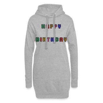 HAPPY BIRTHDAY - Sweat-shirt à capuche long Femme - gris chiné - Devant
