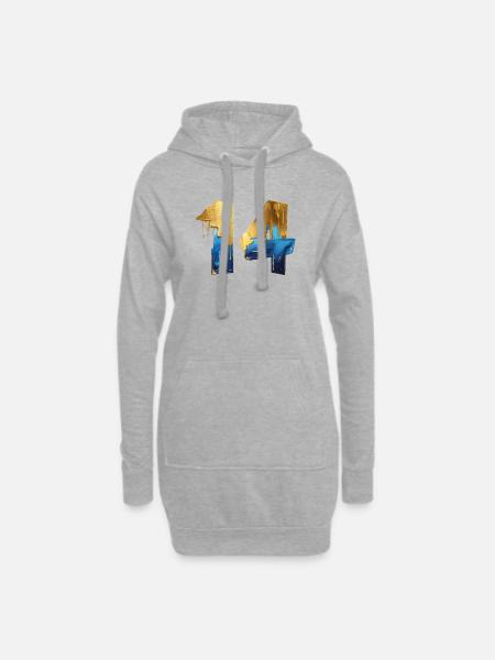 NR. 14 NUMMER 14 COOL 14. GEBURTSTAG - Hoodie-Kleid - Grau meliert
