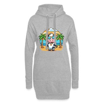 Lunettes de soleil de plage d’été de dessin animé drôle de vache - Sweat-shirt à capuche long Femme - gris chiné - Devant