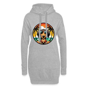 Teckel de Westphalie Race De Chien Dessin Animé Plage - Sweat-shirt à capuche long Femme - gris chiné - Devant