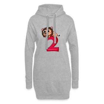 2 Geburtstag Löwe - 2 Jahre alt Geschenk - Hoodie-Kleid - Grau meliert - Vorne