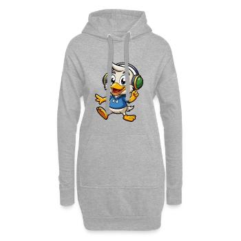 Canard Drôle Dessin Animé Personnage Casque Musique - Sweat-shirt à capuche long Femme - gris chiné - Devant