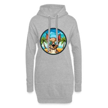 Mexikanische haarlose Hunderasse Cartoon Sonnenbrille Strand - Hoodie-Kleid - Grau meliert - Vorne