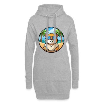 Cochon d’Inde Drôle Dessin Animé Plage Été Lunettes de soleil - Sweat-shirt à capuche long Femme - gris chiné - Devant