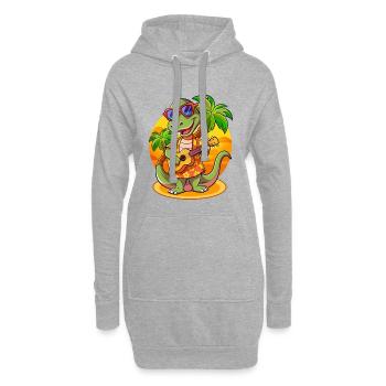 Drôle Serpent Dessin Animé Plage D’été Lunettes De Soleil Guitare - Sweat-shirt à capuche long Femme - gris chiné - Devant