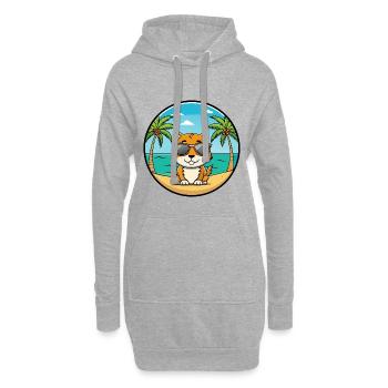 Zypern Katzenrasse Cartoon Sonnenbrille Strand - Hoodie-Kleid - Grau meliert - Vorne