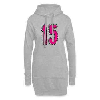 15. 15 ANS. 15e ANNIVERSAIRE. ANNIVERSAIRE 15 ANS. - Sweat-shirt à capuche long Femme - gris chiné - Devant