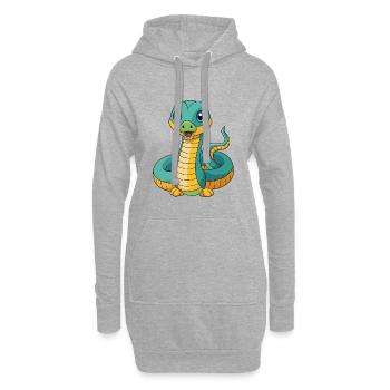 Anaconda Niedliche Maskottchen Zeichentrickfigur Kawaii - Hoodie-Kleid - Grau meliert - Vorne
