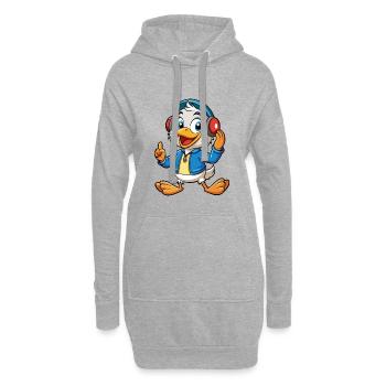 Canard Drôle Dessin Animé Personnage Casque Musique - Sweat-shirt à capuche long Femme - gris chiné - Devant