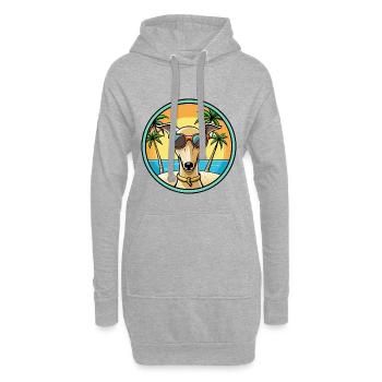 Italienischer Windhund Hunderasse Cartoon Sonnenbrille Strand - Hoodie-Kleid - Grau meliert - Vorne