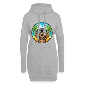 Black And Tan Coonhound Dog Breed Cartoon Beach - Hoodie Dress - heather grey - Front