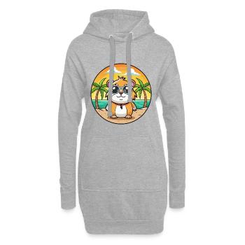 Cochon d’Inde Drôle Dessin Animé Plage Été Lunettes de soleil - Sweat-shirt à capuche long Femme - gris chiné - Devant