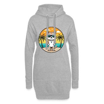 Burmilla Katzenrasse Cartoon Sonnenbrille Strand - Hoodie-Kleid - Grau meliert - Vorne