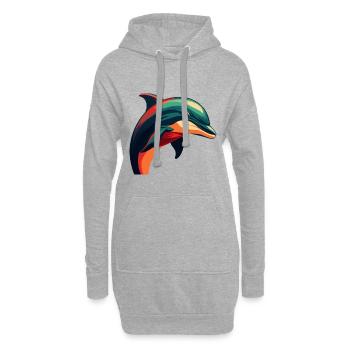 Delfin Cartoon Figur Buntes Haustier Tier - Hoodie-Kleid - Grau meliert - Vorne