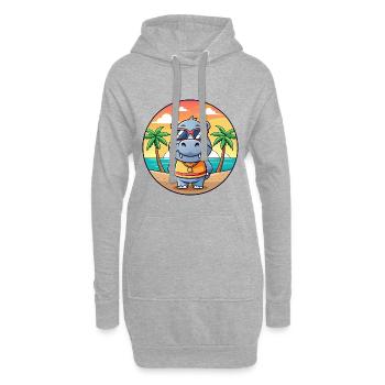 Lunettes de soleil de plage d’été de dessin animé drôle d’hippopotame - Sweat-shirt à capuche long Femme - gris chiné - Devant