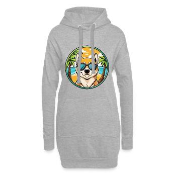 Jindo Dog Breed Cartoon Sunglasses Beach - Hoodie Dress - heather grey - Front
