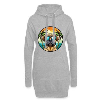 Englische Dogge Hund Rasse Cartoon Sonnenbrille Strand - Hoodie-Kleid - Grau meliert - Vorne