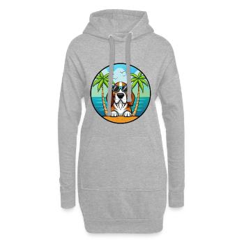 Basset Bleu De Gascogne Hunderasse Cartoon Beach - Hoodie-Kleid - Grau meliert - Vorne