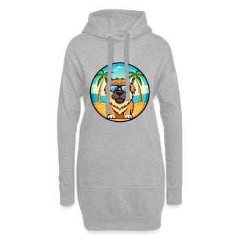 Tibetische Dogge Hunderasse Cartoon Sonnenbrille Strand - Hoodie-Kleid - Grau meliert - Vorne