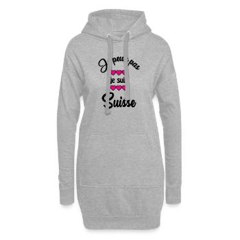 SUISSE. HUMOUR. PAYS. DRAPEAU. GENEVE. LAUSANNE - Sweat-shirt à capuche long Femme - gris chiné - Devant