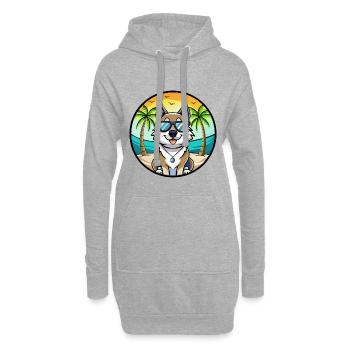Schwedischer Elchhund Hunderasse Cartoon Sonnenbrille Strand - Hoodie-Kleid - Grau meliert - Vorne
