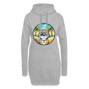 Ragamuffin Katzenrasse Cartoon Sonnenbrille Strand - Hoodie-Kleid - Grau meliert - Vorne