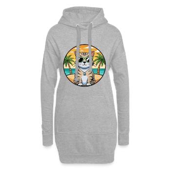 Schottische Falte Kurzhaarkatze Rasse Cartoon Strand - Hoodie-Kleid - Grau meliert - Vorne