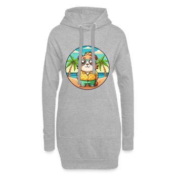 Cochon d’Inde Drôle Dessin Animé Plage Été Lunettes de soleil - Sweat-shirt à capuche long Femme - gris chiné - Devant