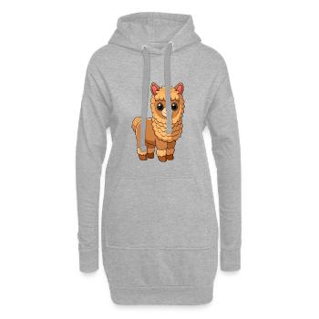 Alpaka Niedliche Maskottchen Zeichentrickfigur Kawaii - Hoodie-Kleid - Grau meliert - Vorne