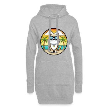 Birma Heilige Katzenrasse Cartoon Sonnenbrille Strand - Hoodie-Kleid - Grau meliert - Vorne