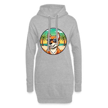 Dingo Hund Rasse Cartoon Sonnenbrille Strand - Hoodie-Kleid - Grau meliert - Vorne